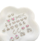 Cartoon Metal Beads Silver Pink Tone Playful Enamel 10pcs 2