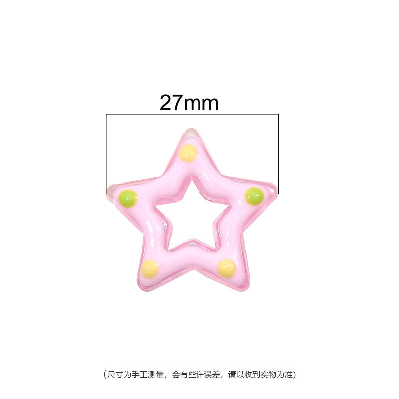Glossy Hollow Star Acrylic Beads 27mm Pastel Colors 2pcs 2