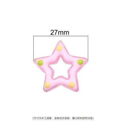 Glossy Hollow Star Acrylic Beads 27mm Pastel Colors 2pcs 2