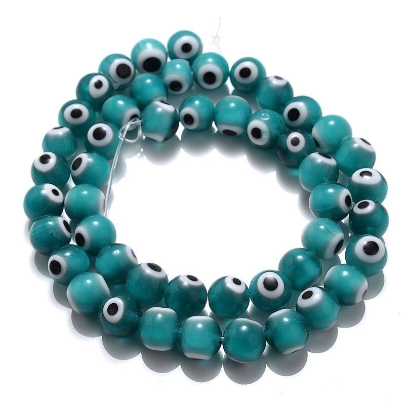 Millefiori Evil Eye Round Lampwork Glass Beads 6mm 124pcs 15