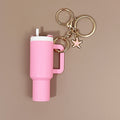 Mini Tumbler Keychain with Starfish Charm Plastic Beach Theme 2pcs 6