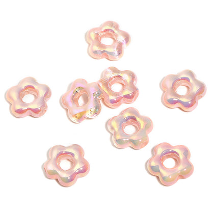 Plating Hollow Glitter Five Petal Flower Acrylic Beads 19mm 50pcs 7