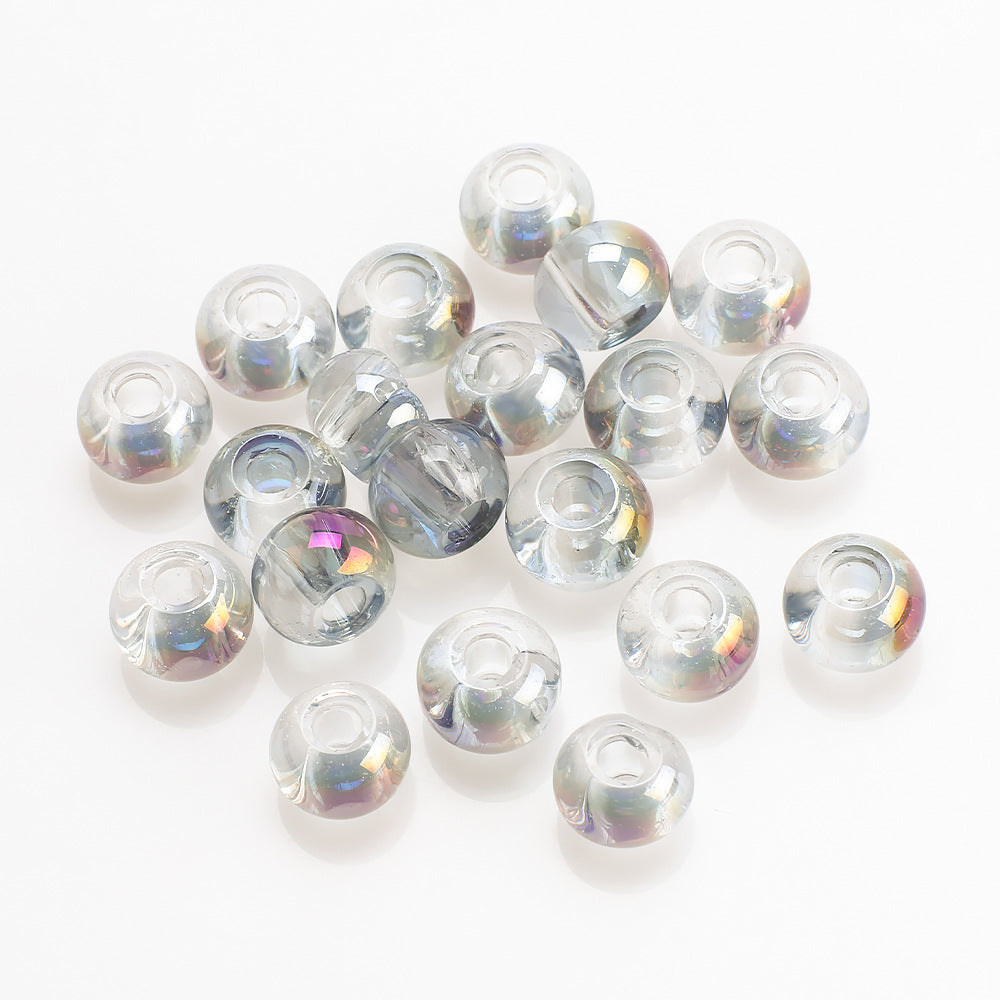 Electroplated Glass Beads 8 10mm Large Hole Rainbow Finish 50pcs 8