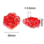 Plating Crackle 3D Rose Acrylic Beads 30x15mm Mixed Colors 50pcs 4
