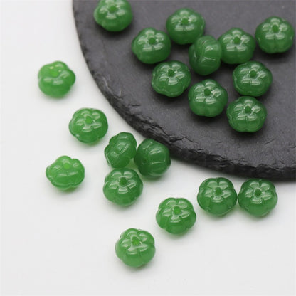 Czech Glass Beads Flat Pumpkin 9.5mm Translucent Orange 40pcs 20