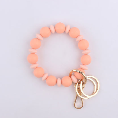 Silicone Bead Wristlet Keychain with Colorful Spacer Beads 10