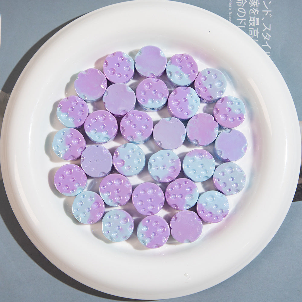 Gradient Colored Cheese Macaron Resin Beads 17mm Plating 20pcs 8