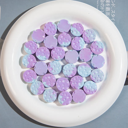 Gradient Colored Cheese Macaron Resin Beads 17mm Plating 20pcs 8