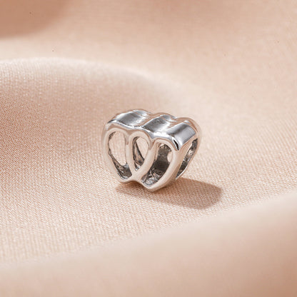 Heart Metal Beads 10mm Hollow Double Large Hole Alloy 20pcs 2