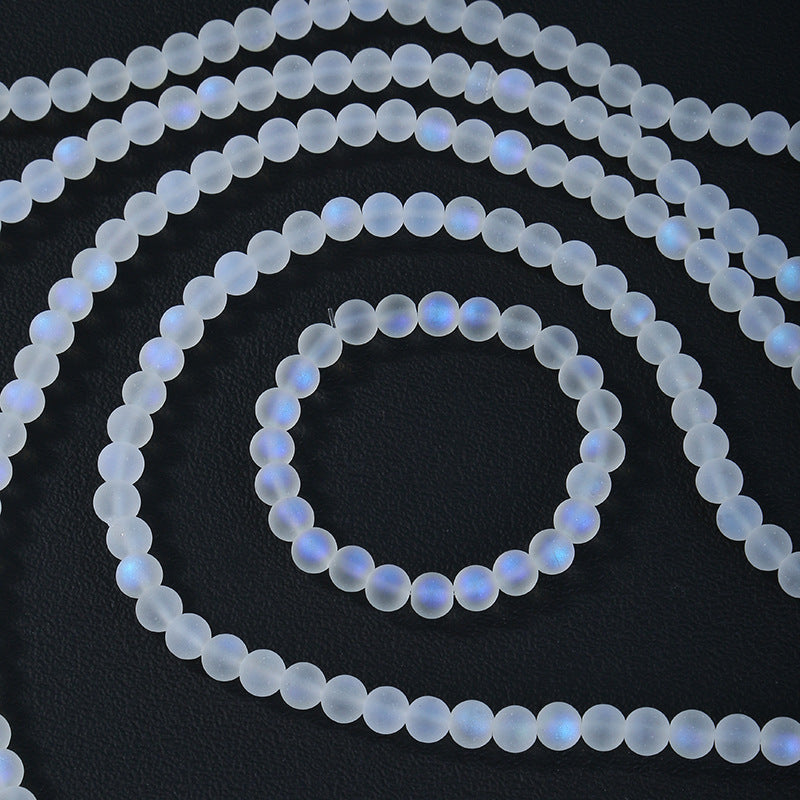 Frosted Round Glass Beads 8mm Fantasy Mermaid Soft Glow 100pcs 4