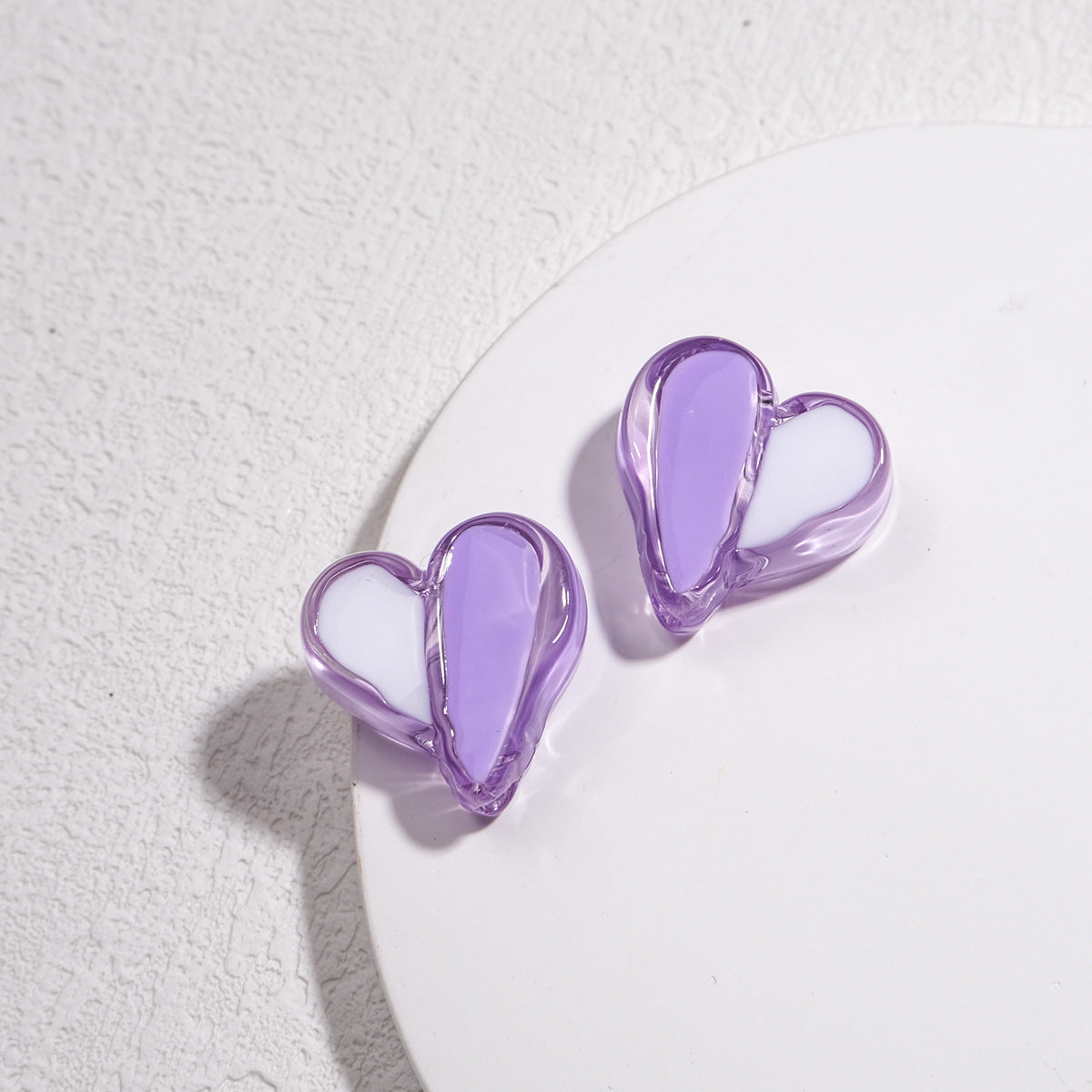 Clear Two-Tone Heart Acrylic Beads 18mm Glossy Enamel Finish 20pcs 14