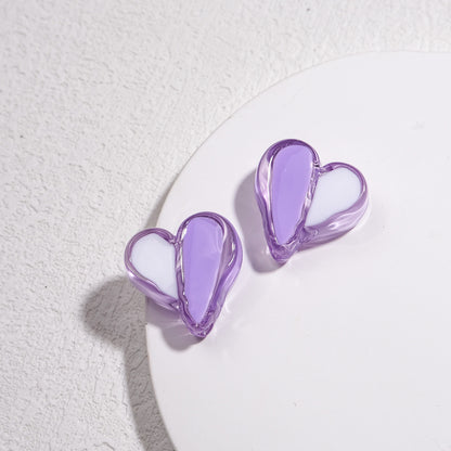 Clear Two-Tone Heart Acrylic Beads 18mm Glossy Enamel Finish 20pcs 14