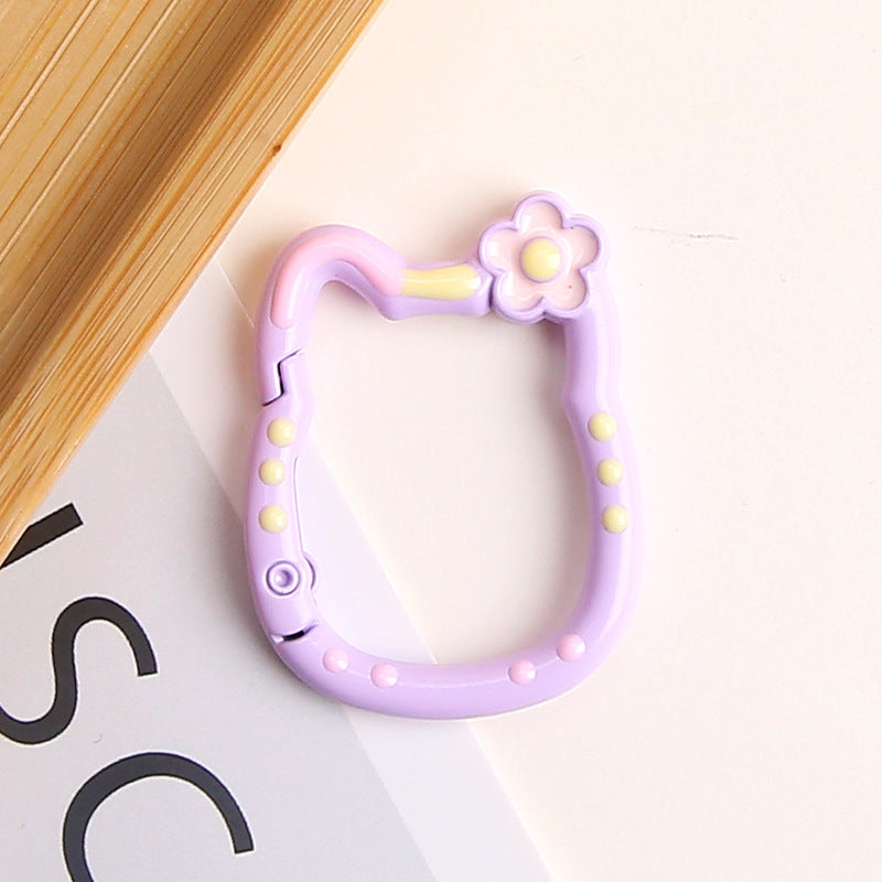 Painted Kitty Keychain Metal Zinc Alloy Floral Design 6pcs 12