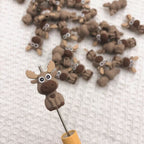 Silicone 3D Focal Beads Deer Sitting Pose 20pcs