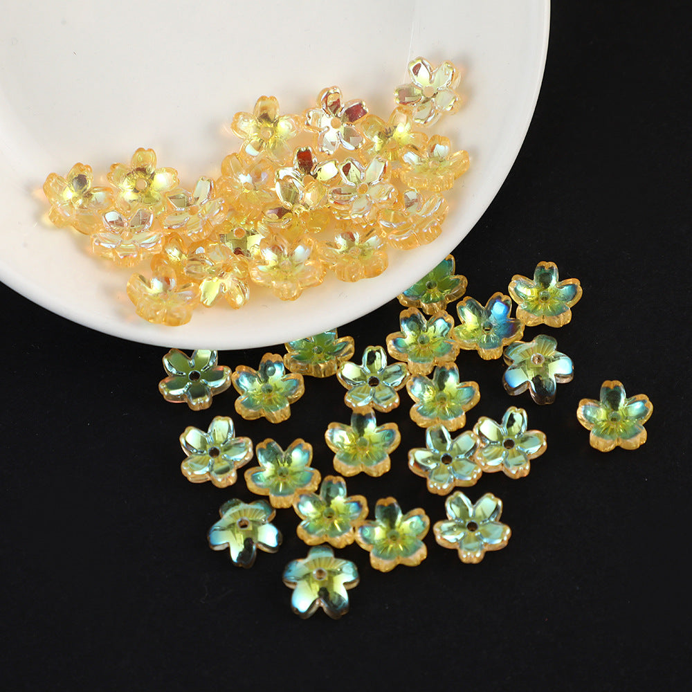 Iridescent Cherry Blossom Glass Beads 10mm Assorted Colors 100pcs 8