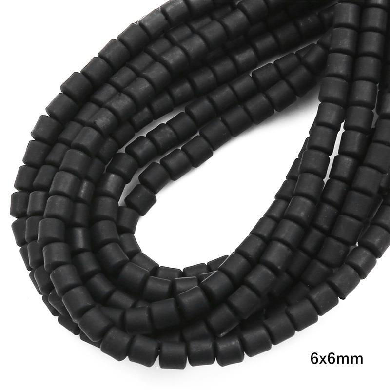 Cylindrical Clay Beads 6mm Colorful Polymer 62pcs 10