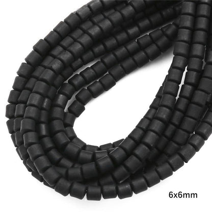 Cylindrical Clay Beads 6mm Colorful Polymer 62pcs 10