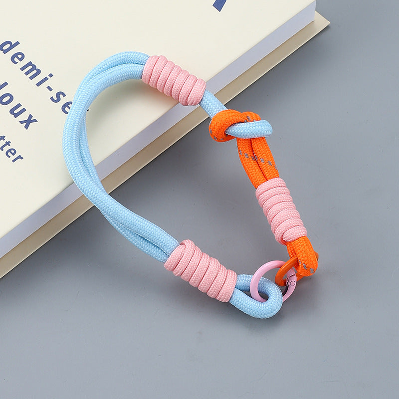 Dual Color Knotted Double Ring Phone Wristlet Keychain Nylon 3pcs 18