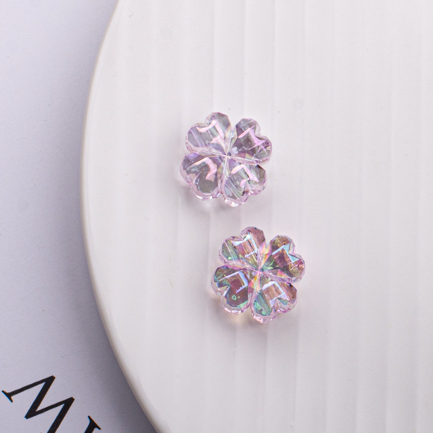 Transparent Plating Clover Acrylic Beads 14mm Summer Glow 10pcs 8