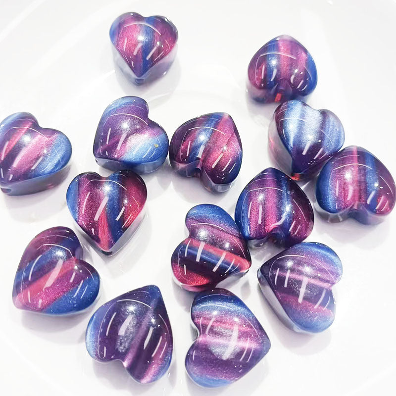 Fantasy Gradient Heart Resin Beads 20mm Pearlescent Purple Blue 20pcs 3