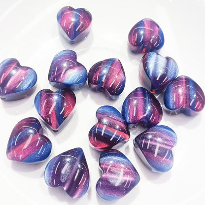 Fantasy Gradient Heart Resin Beads 20mm Pearlescent Purple Blue 20pcs 3