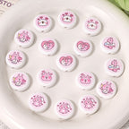 Double-Sided Flat Bunny Acrylic Beads 18mm Pink 10pcs