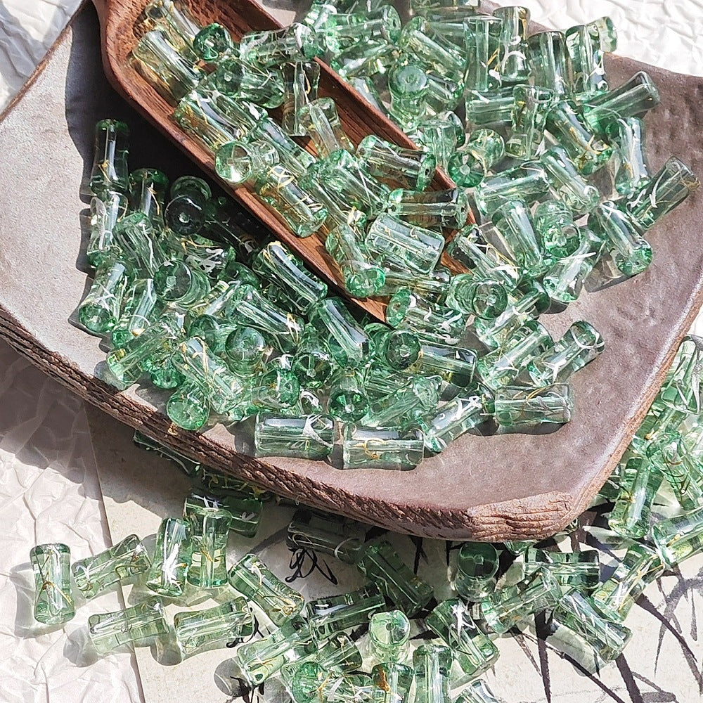Bamboo Brushed Transparent Glass Beads 6x12mm Mixed Colors 50pcs 12