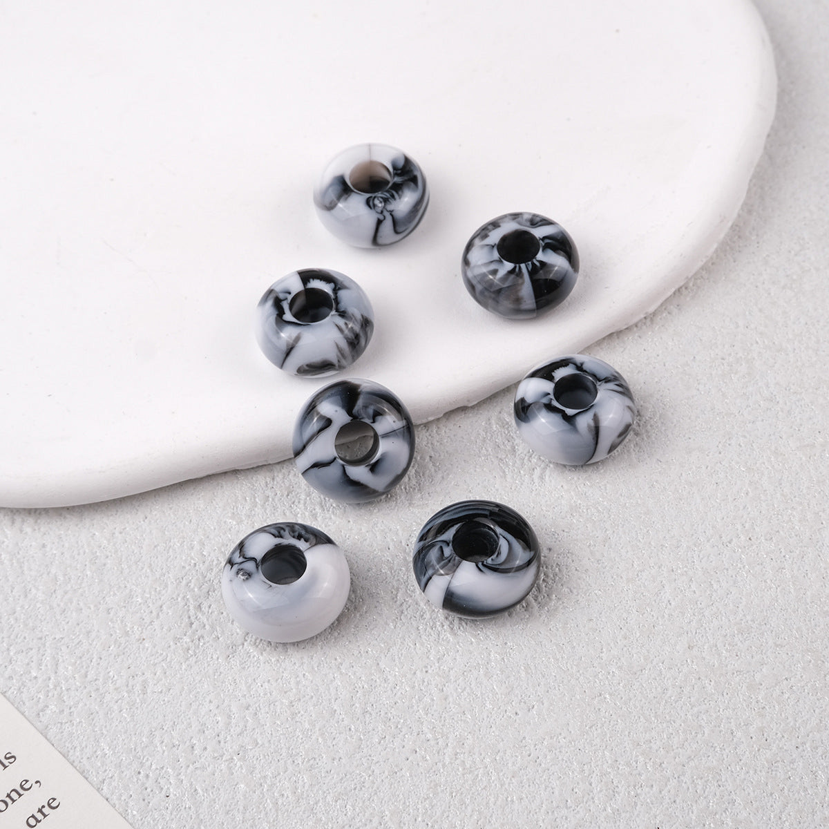 Acrylic Round Spacer Beads 14mm Antique Blooming Ink 50pcs 7