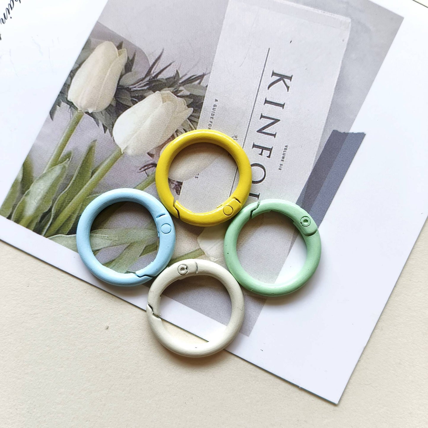 Alloy Trigger Spring Key Rings 25mm Colorful Baking Painted 50pcs 3