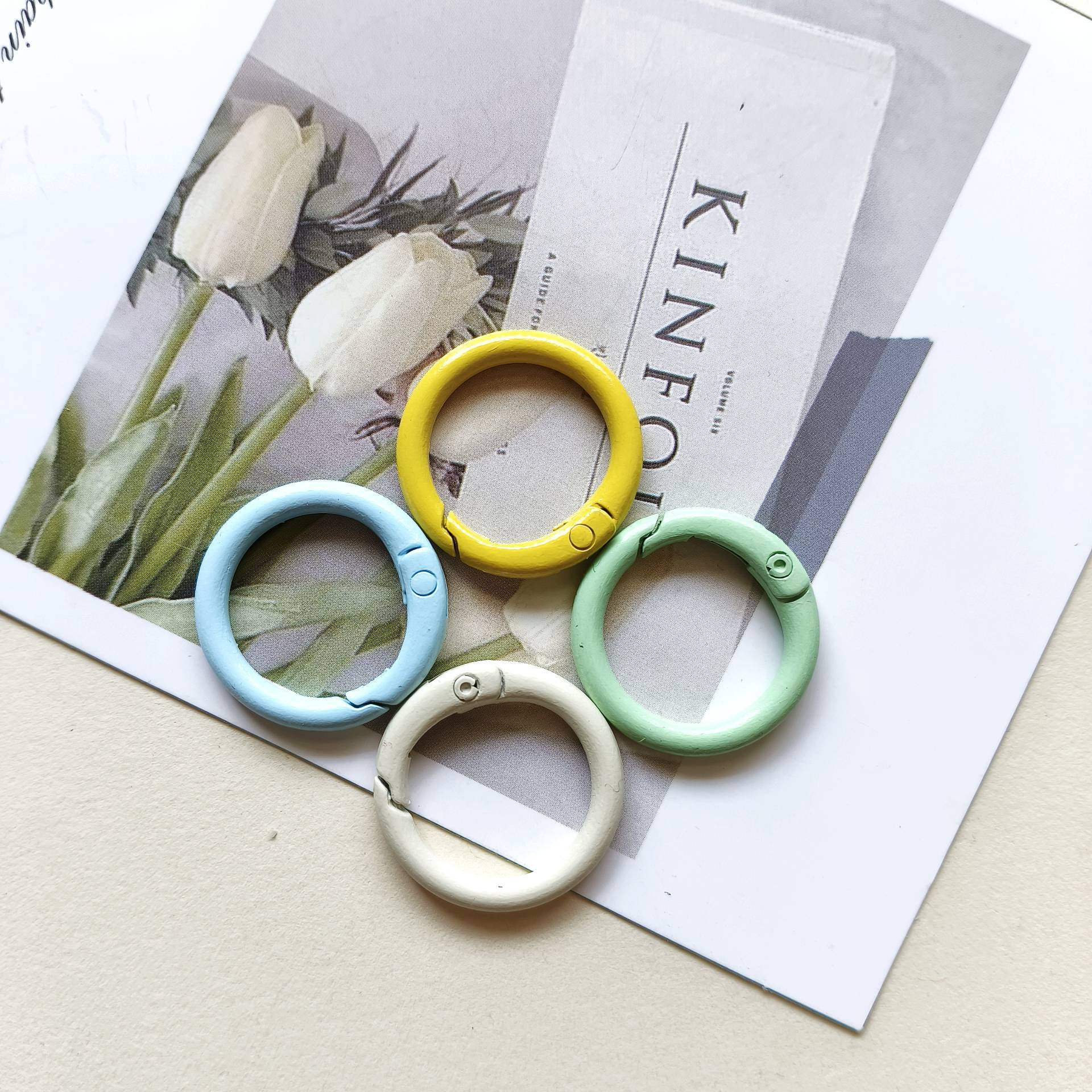 Alloy Trigger Spring Key Rings 25mm Colorful Baking Painted 50pcs 3