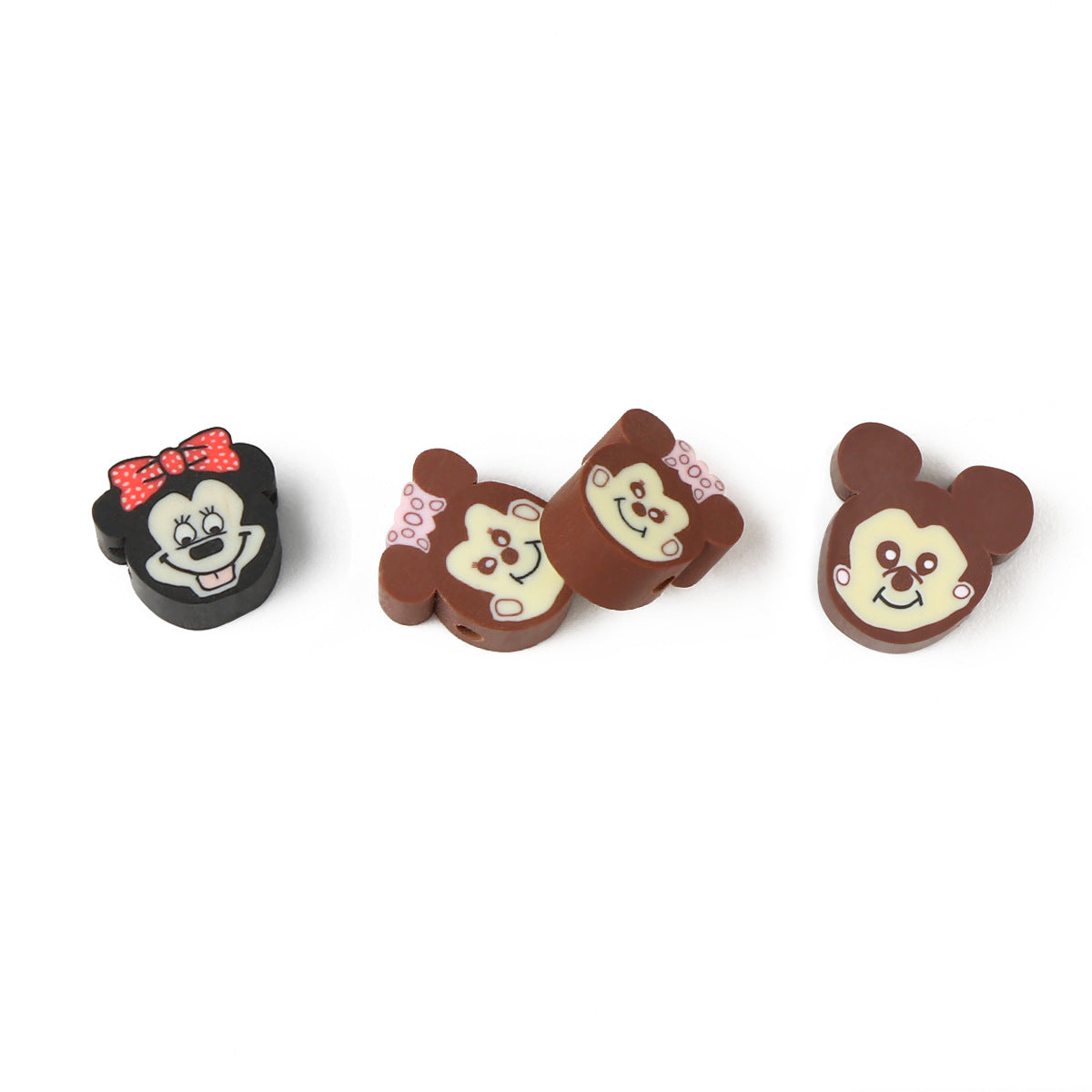 Character Flat Clay Beads 10mm Mickey Minnie Faces 100pcs 5