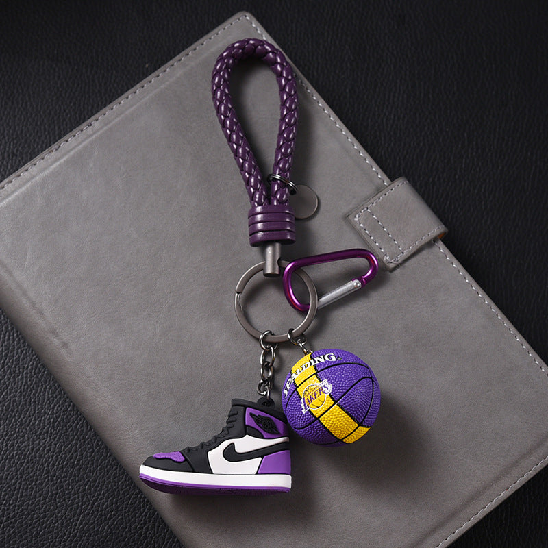 Silicone Basketball Sneaker Keychain with Mini Basketball Charm 3