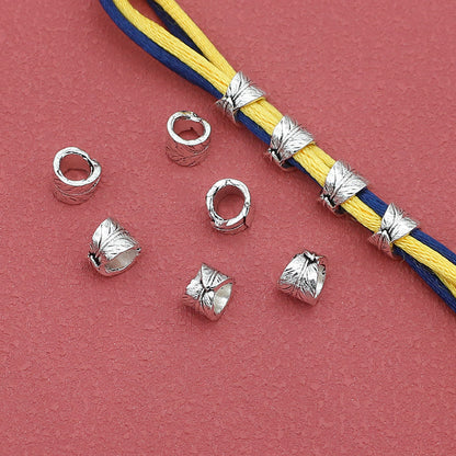 Tube Metal Beads 8mm Leaf Roll Pattern Tibetan Alloy 100pcs 3