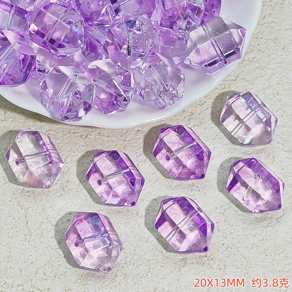 Gradient Faceted Hexagonal Prisms Glass Beads 20mm 25pcs 10