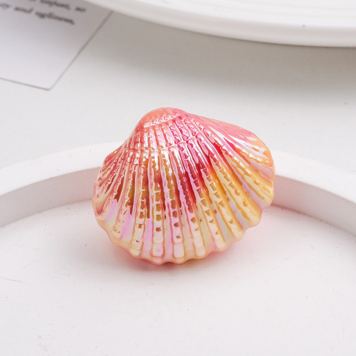 Plating Shell Acrylic Beads 30mm Two Tone Iridescent Scallop 10pcs 9