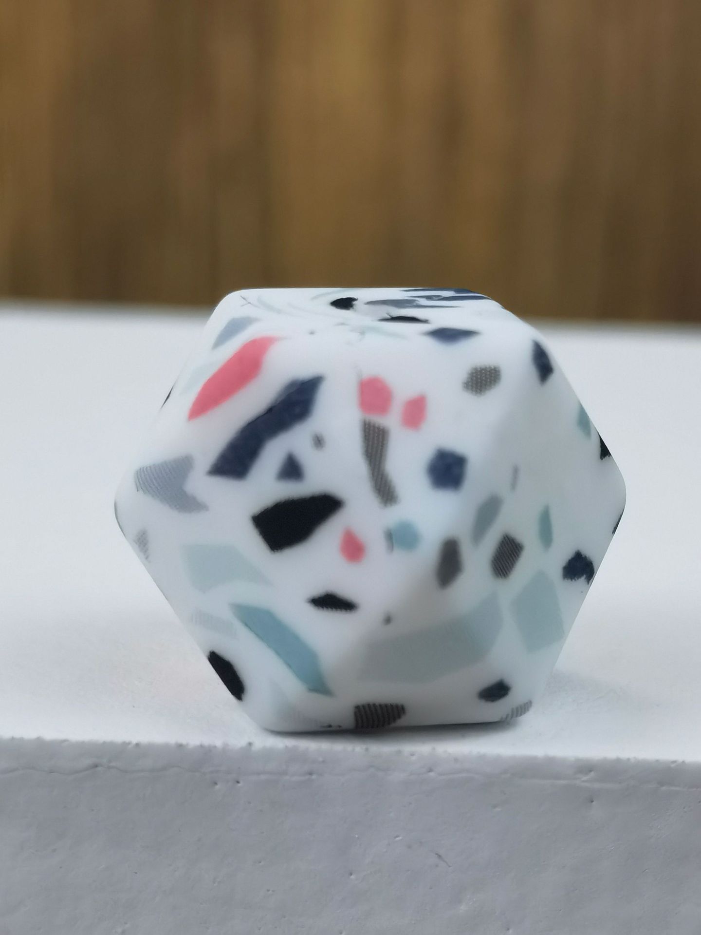14mm Hexagon Silicone Beads Printed Camouflage Leopard Design 50pcs