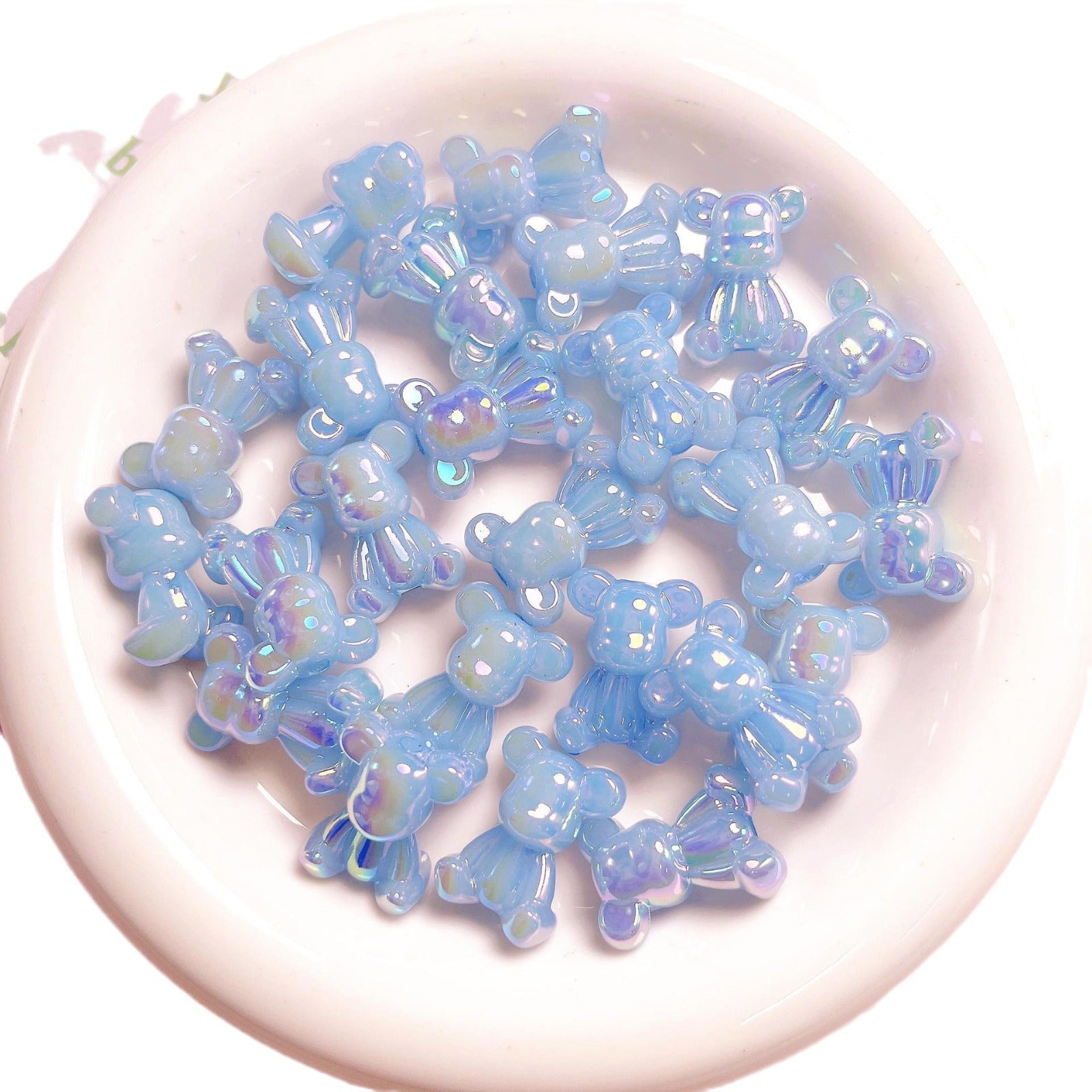 Glow In The Dark Jelly Bear Acrylic Beads 24mm Iridescent Plated 10pcs 5