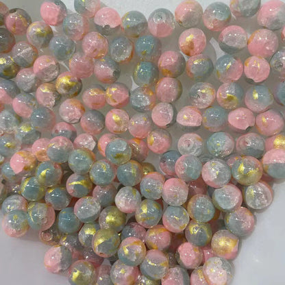 Crackle Round Glass Beads 10mm Gradient Colors with Gold Foil 60pcs 2
