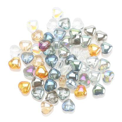 Electroplated Heart Glass Beads 8mm Transparent Mixed Colors 50pcs 5