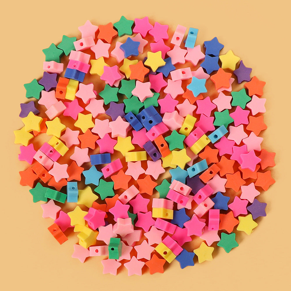 Star Clay Beads 9mm Multicolor Polymer 100pcs 4