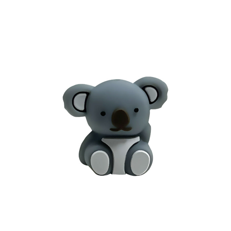 Silicone 3D Focal Beads Cartoon Animal Tiger Wide Eyes 8