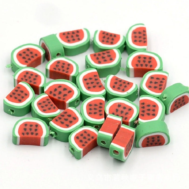 Flat Clay Beads 10mm Fruit Monochrome Polymer 200pcs 26