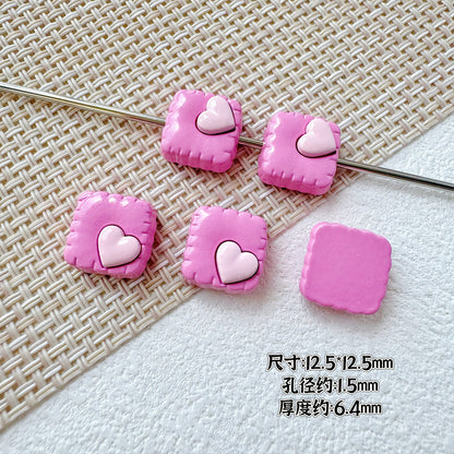 Tulip Square Heart Metal Beads 12mm Glossy Enamel Alloy 10pcs 15