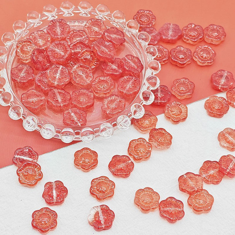 Sunflower Glass Beads 14mm Translucent Mixed Colors 25pcs 11