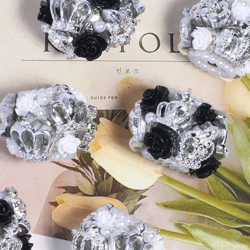 Crown Barrel Rhinestone Beads 23mm Silver Resin Alloy 5pcs 2