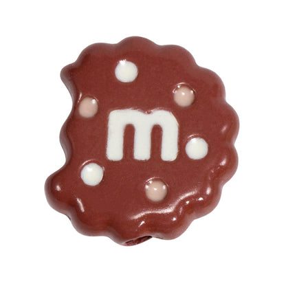 Hand Painted Bitten Cookie Acrylic Beads 22mm Enamel Glossy 10pcs 36