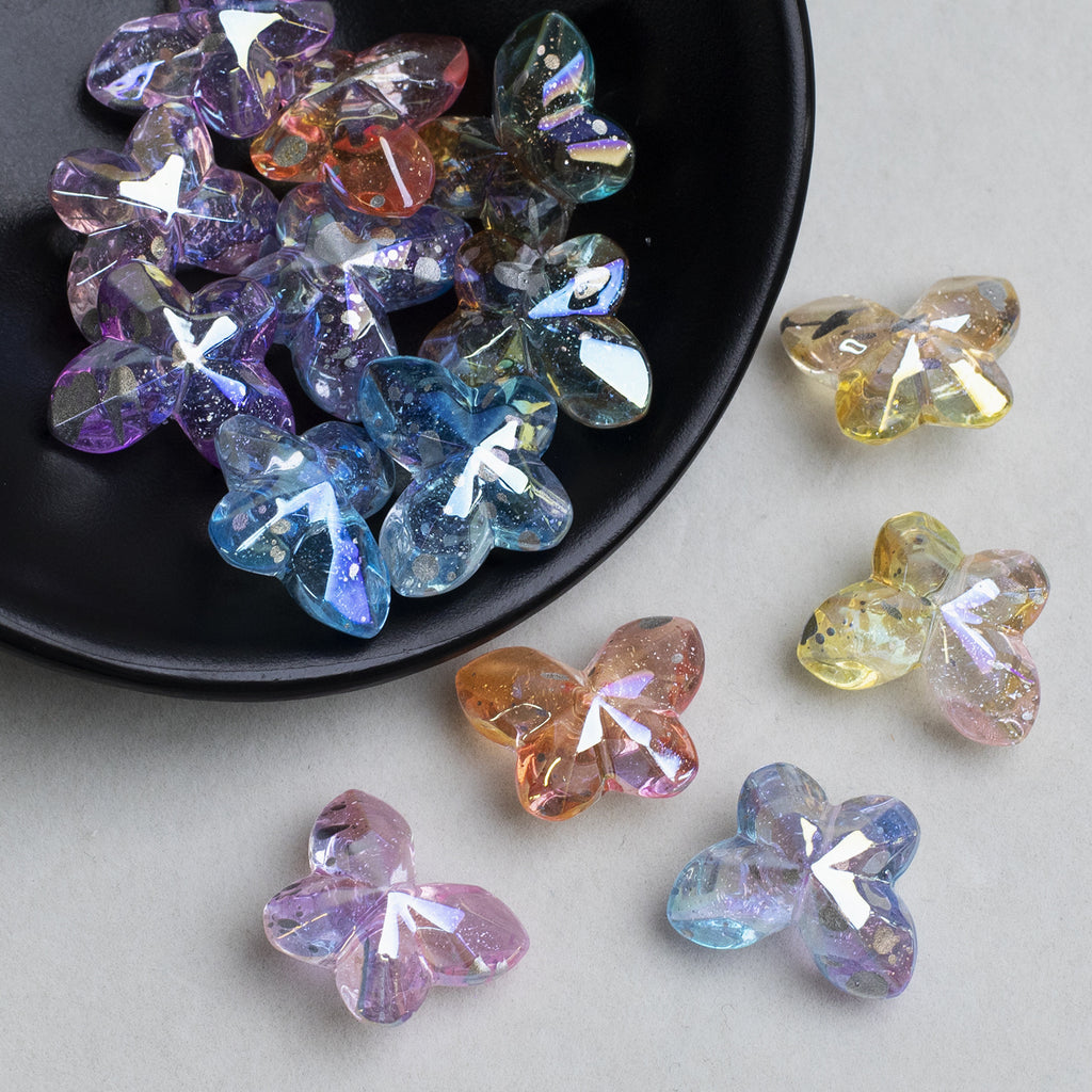 Faceted Butterfly Acrylic Beads 15-20mm Crystal Mixed 10pcs 4