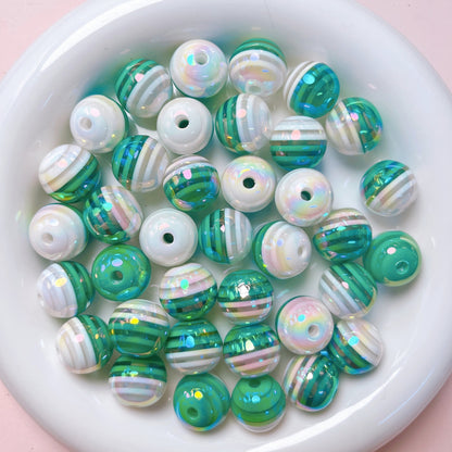 UV Plating Colorful Lollipop Striped Resin Beads 16mm 10pcs 7