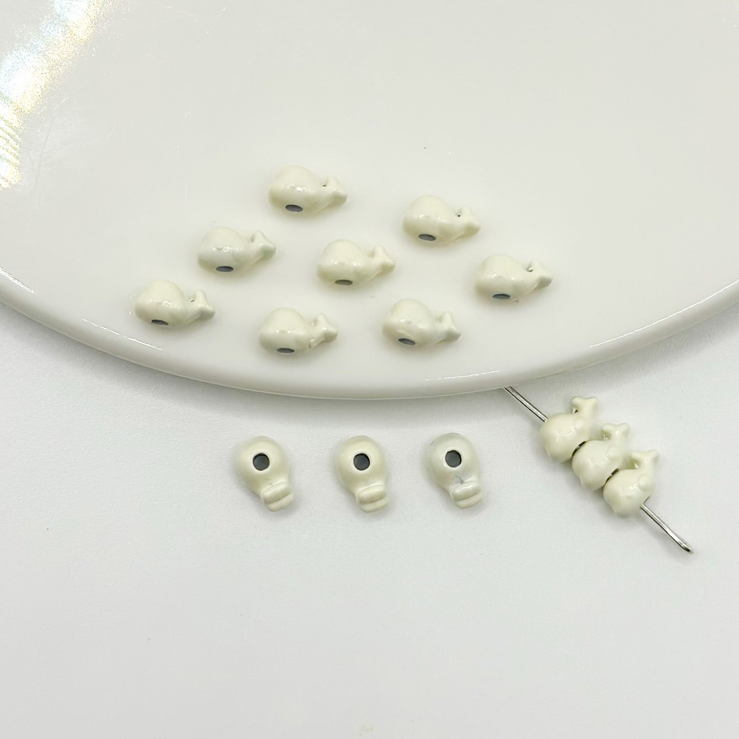 Whale Metal Beads 8mm Baking Painted Colorful 50pcs 10