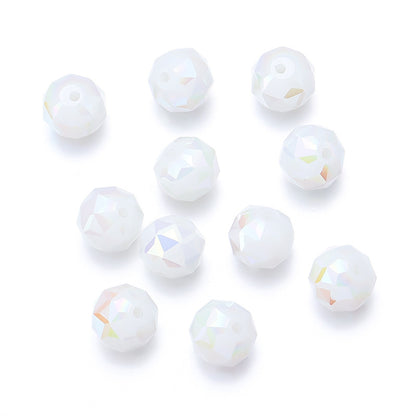 Faceted Round Glass Beads 10mm Cut Surface Multicolor 20pcs 12
